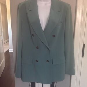 Diane Von Furstenberg Teal Double-Breasted Blazer